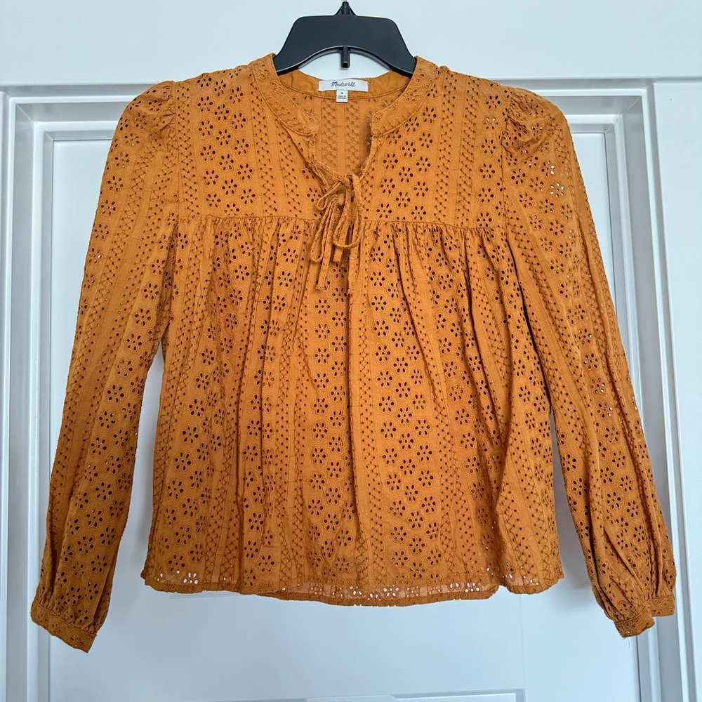 Madewell Mustard Eyelet Blouse